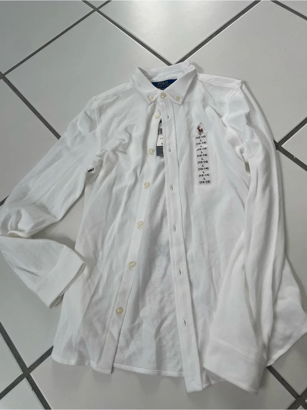 Ralph Lauren White Button-Down Shirt with Embroidered Pony